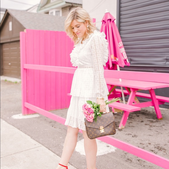 Chicwish Embroidered Eyelet White Dress - M - Picture 8 of 9